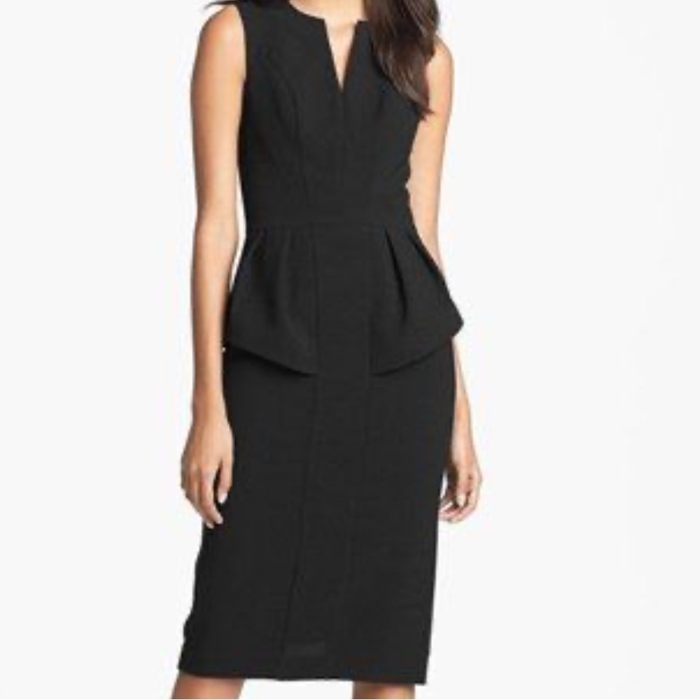 Banana Republic Black Asymmetrical Pleated Midi Dress